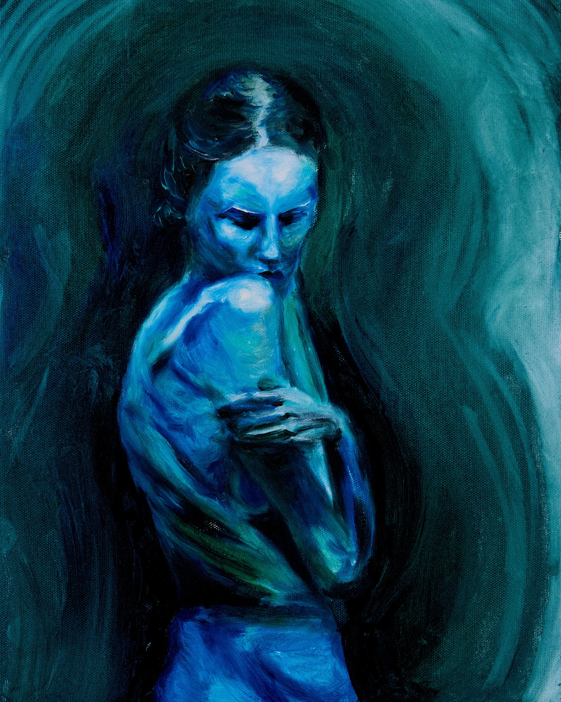 "Sorrow", Oil on panel, 12” x 16”, January 2025