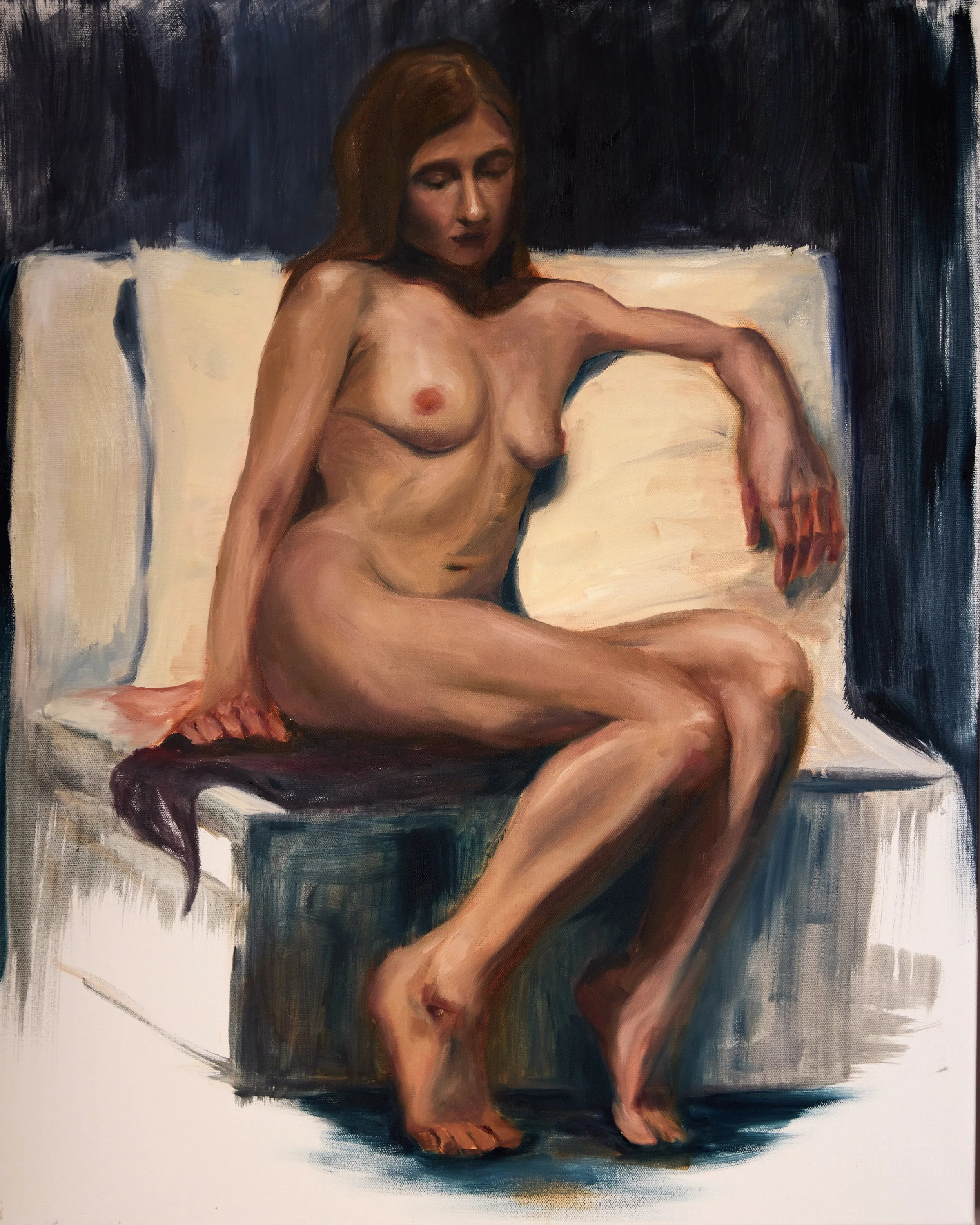 "Sullen Girl", Oil on Canvas, 24in by 30in, April 2026