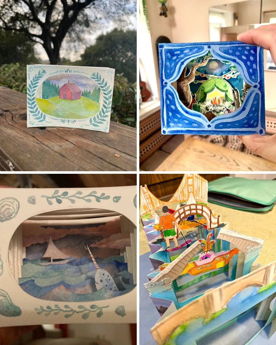 Watercolor Pop-Up Accordion Cards