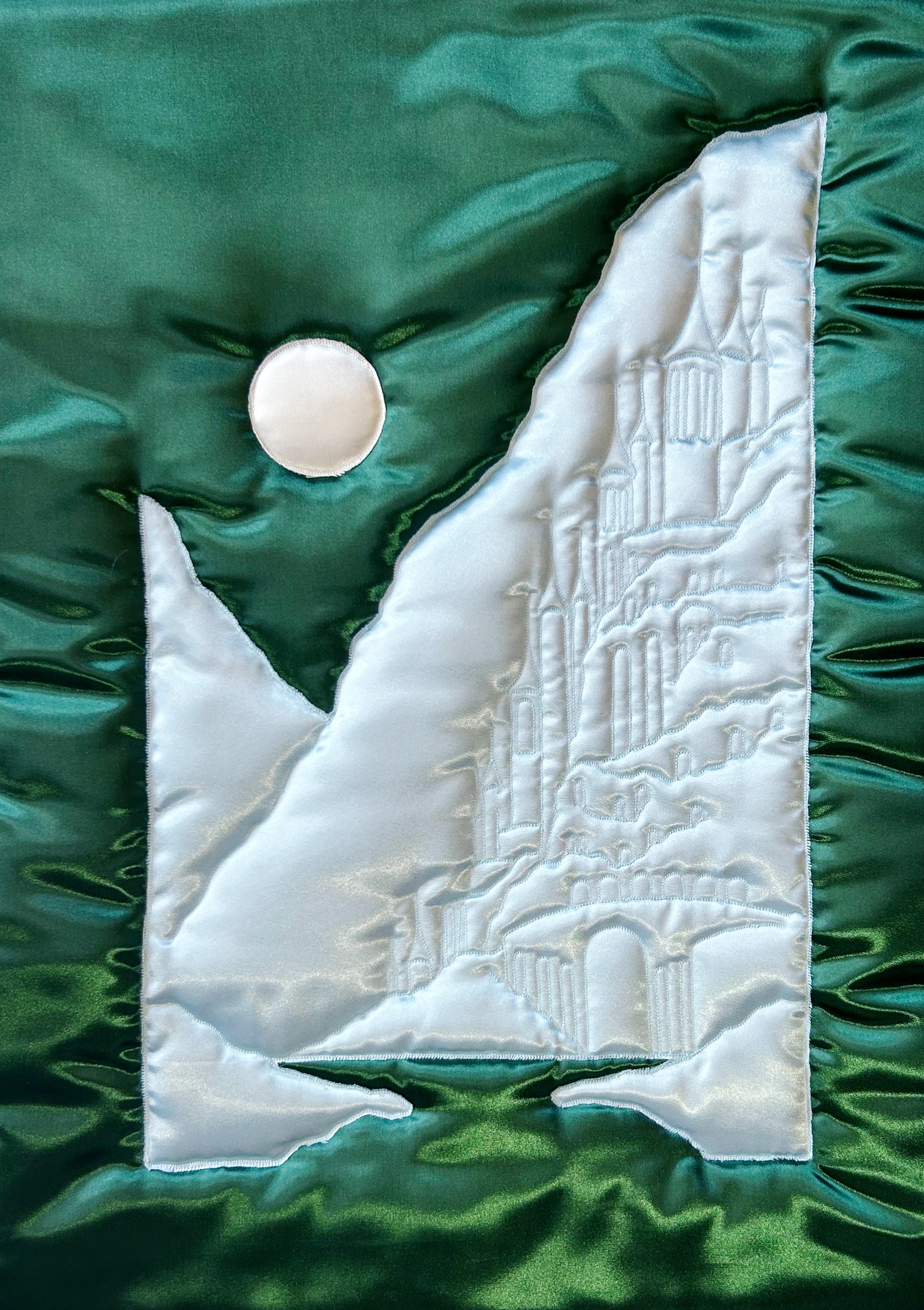Ghost Castle · 2025 · 20in x 27.5in · Satin and cotton