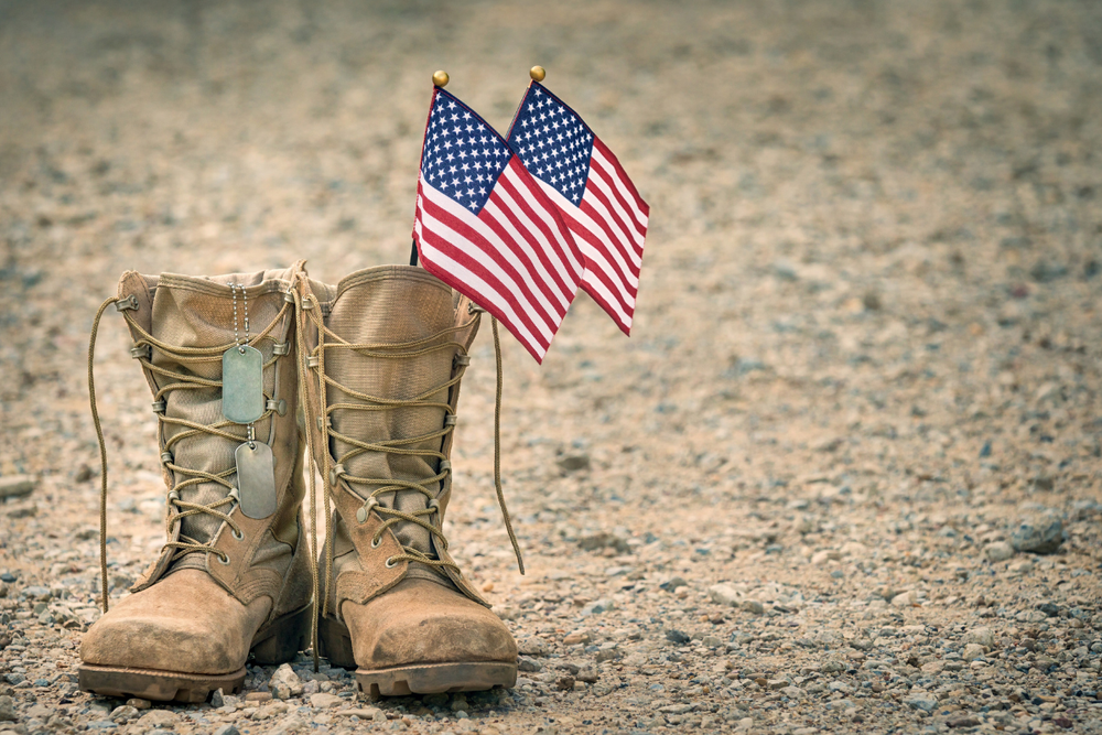 Jobs for Veterans boots with an American flag