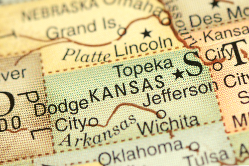 Antiqued map of Kansas