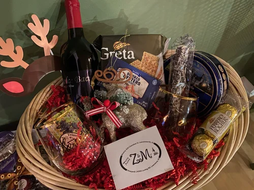 Wine and chocolate holiday gift basket