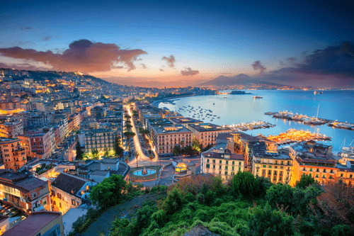 Naples Italy at sunset