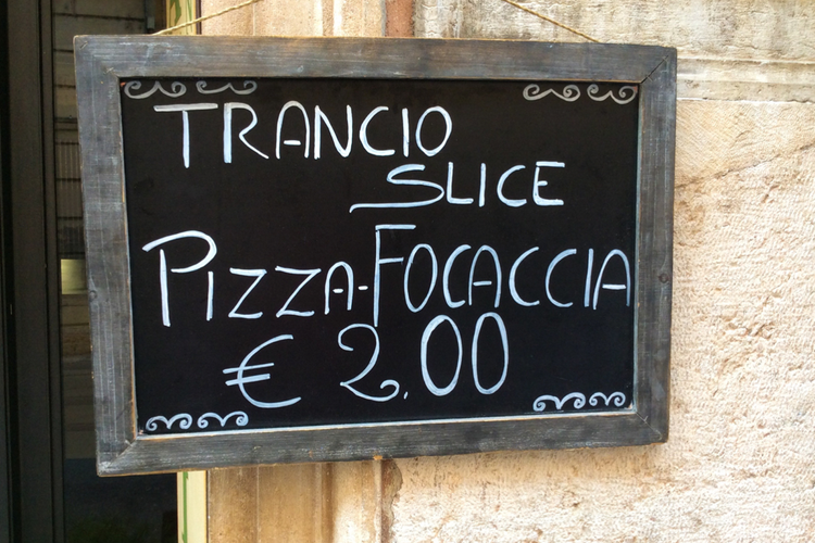 Pizza sign in Italian