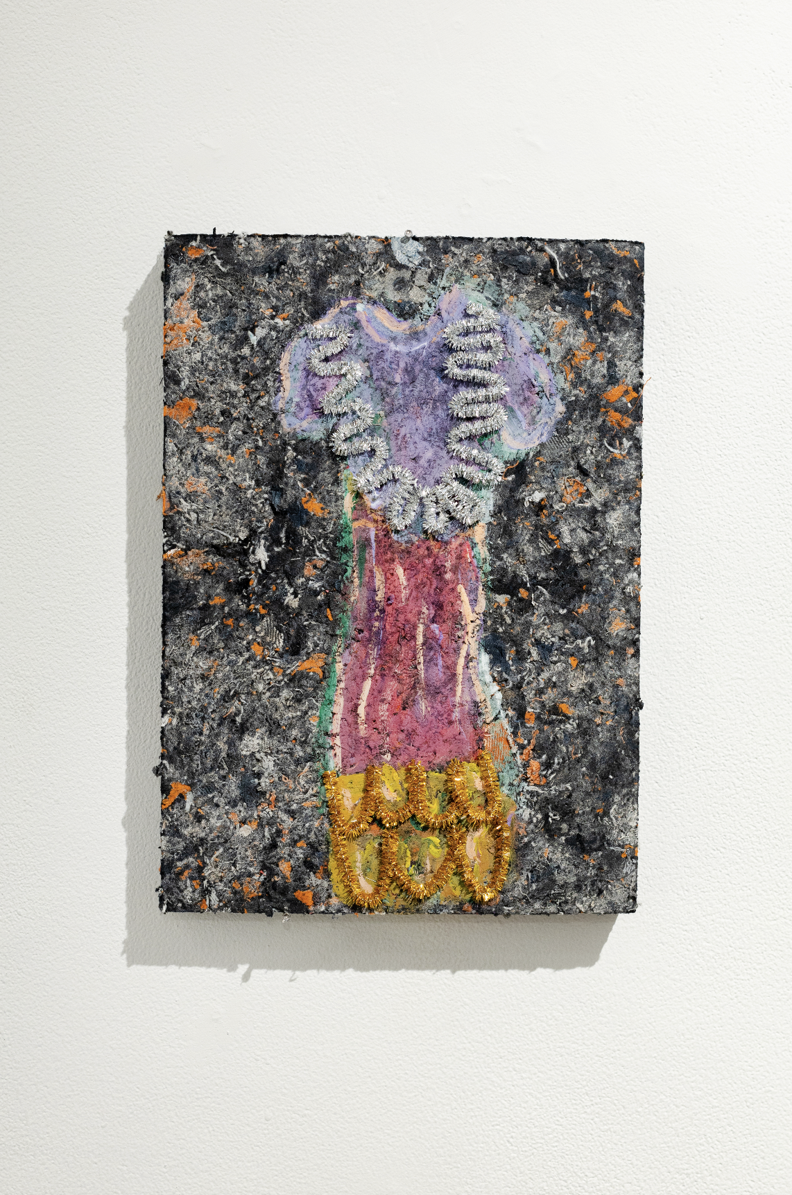 I Dress for Me 2024, painting on bricks made of discarded fabric courtesy of FabBRICK, 12" W x 16" H x 2.5" D