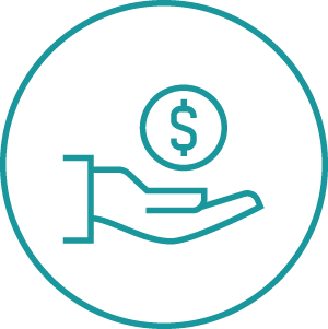 Hand with dollar sign icon