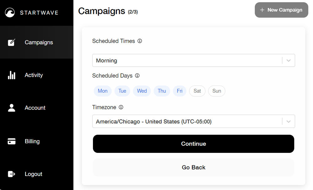 Schedule The Campaign