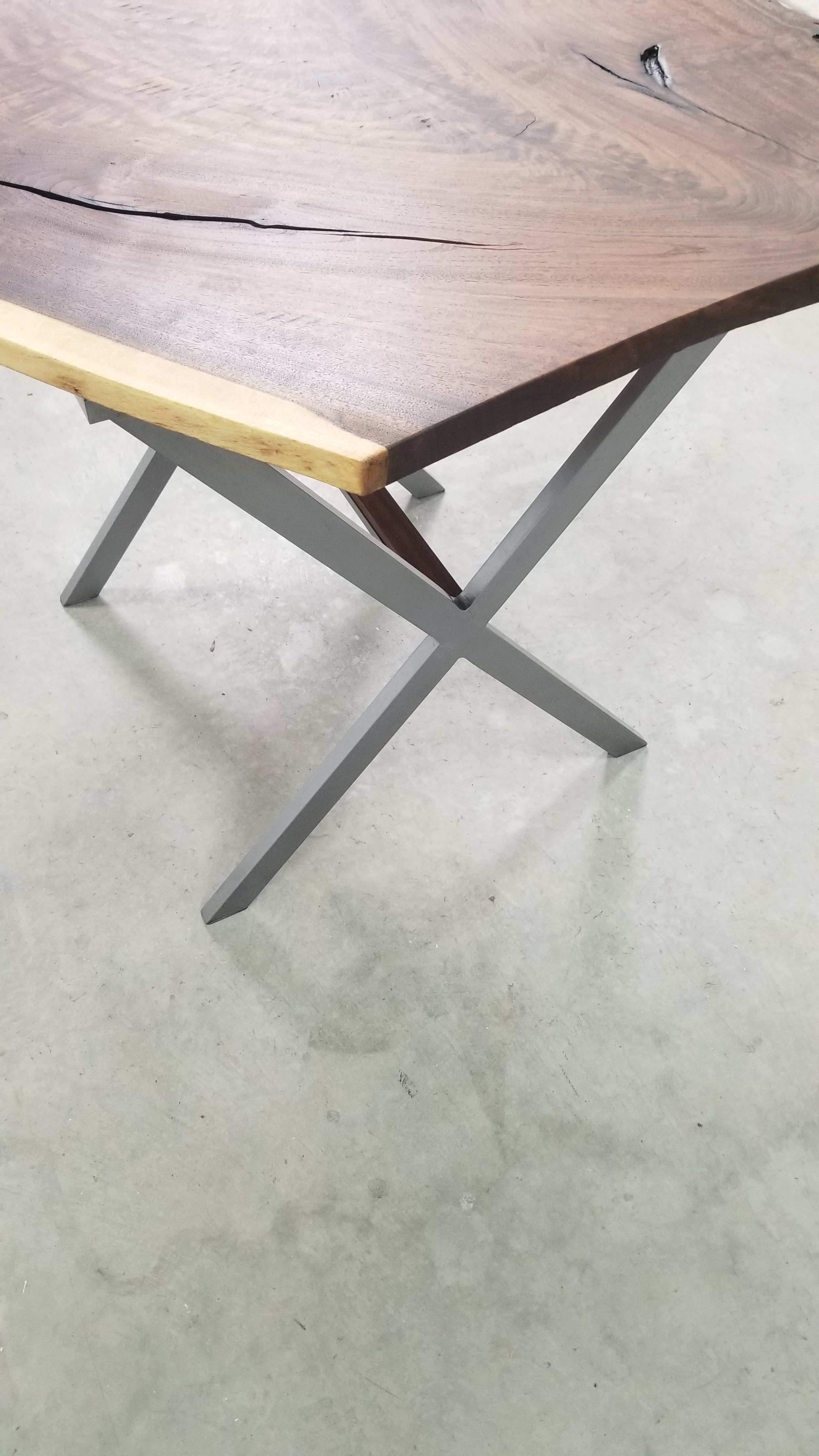 X-Frame Base with Black Walnut Slab Top