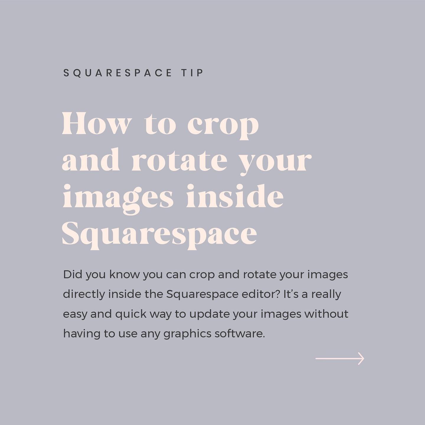 Did you know you can crop and rotate your images directly inside the Squarespace editor? 🤷⁠⠀
-⁠⠀
This tool often goes unnoticed but is super handy if you want to fix up an image without having to use graphics software like Canva or Photoshop.⁠⠀
-⁠⠀
