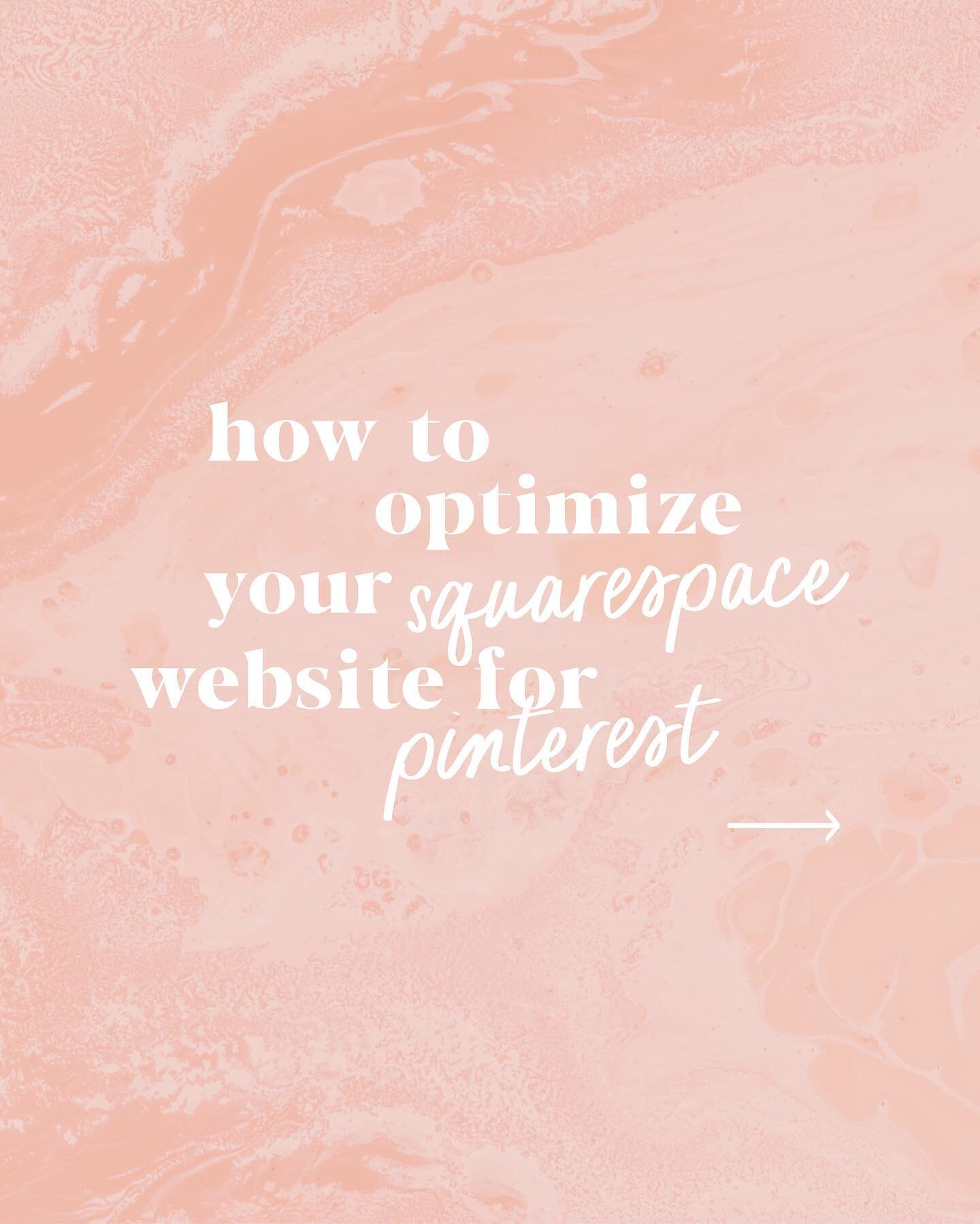 5 quick ways you can optimize your Squarespace site for Pinterest and increase your shareability (super easy) 🙌 ⁠
-⁠
👉🏻 Enable Rich Pins⁠
👉🏻 Add Pinterest Social Links⁠
👉🏻 Add Pinterest Save Buttons⁠
👉🏻 Add Pinterest Share Icons⁠
👉🏻 Optimi