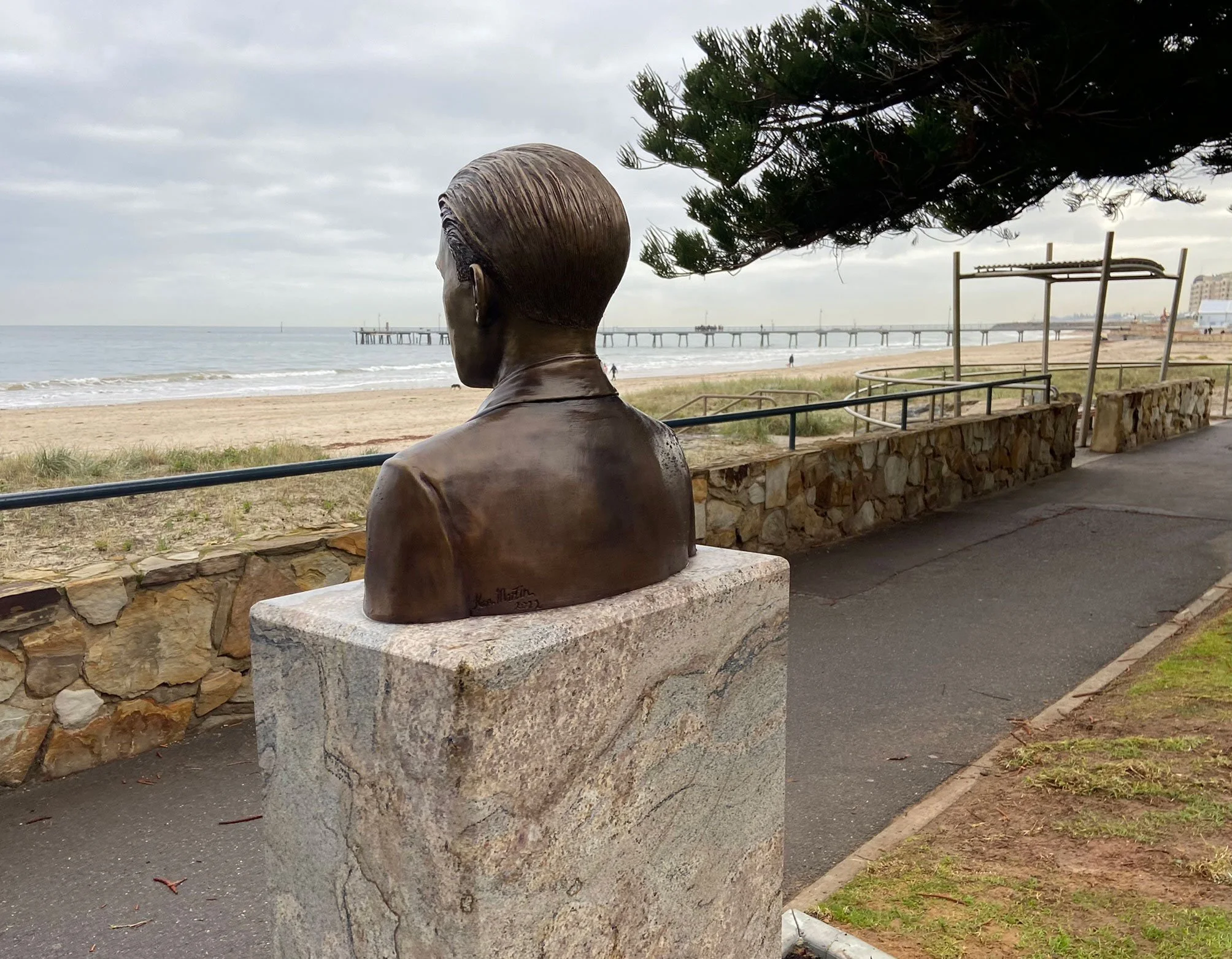 “Jimmy Melrose” Commissioned by Holdfast Bay City Council to celebrate the life and achievements of Aviator - Charles James (Jimmy) Melrose (1913 –1936). Foreshore, Glenelg, South Australia