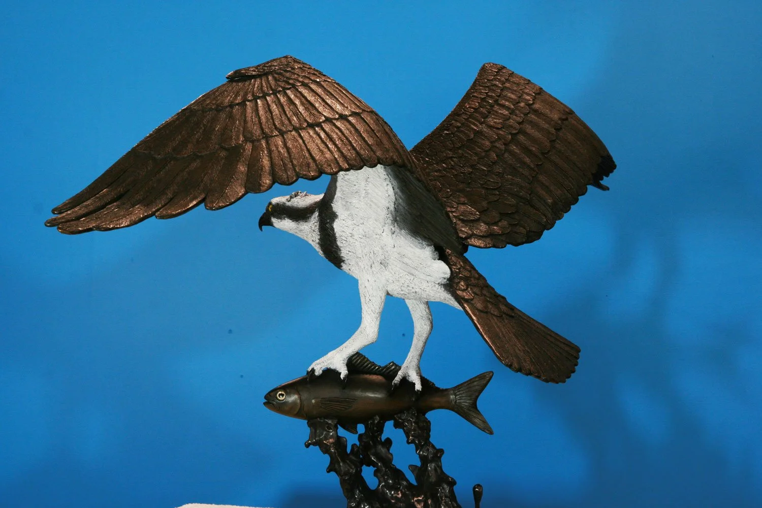 “Osprey” Commissioned by the Patron of ‘Friends of Osprey’ to increase public awareness of this magnificent and endangered bird. “Osprey” life-size bronze (eyes -glass) Dimensions 144 cm W x 77 cm H x 53 cm D.
