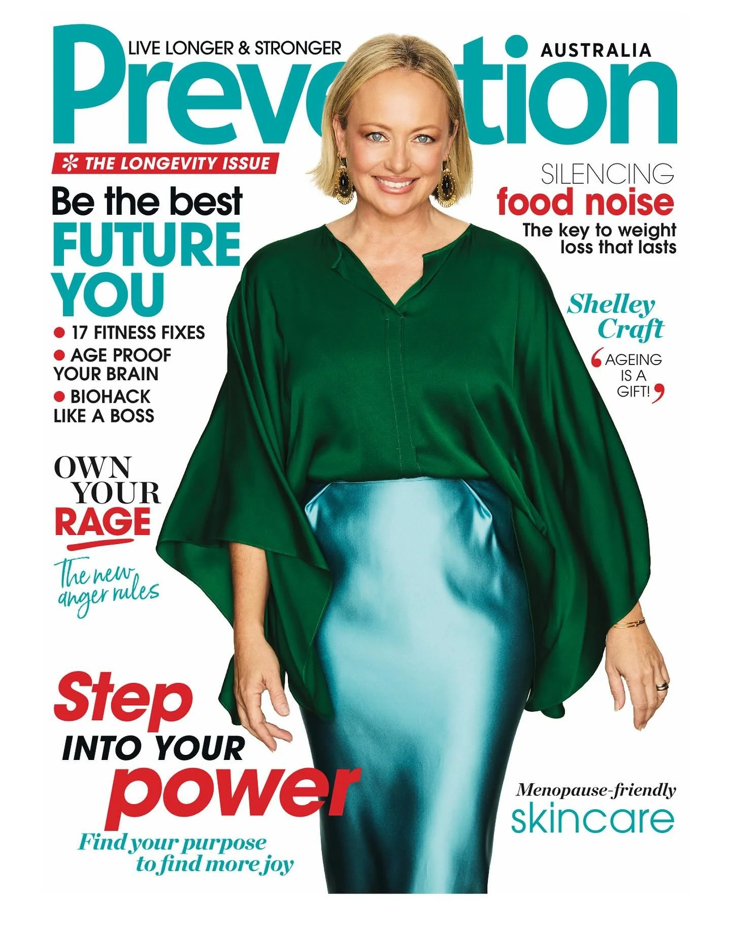 The stunning @shelleycraftofficial in this month&rsquo;s  @preventionaus on sale now 💚🩵💚🩵