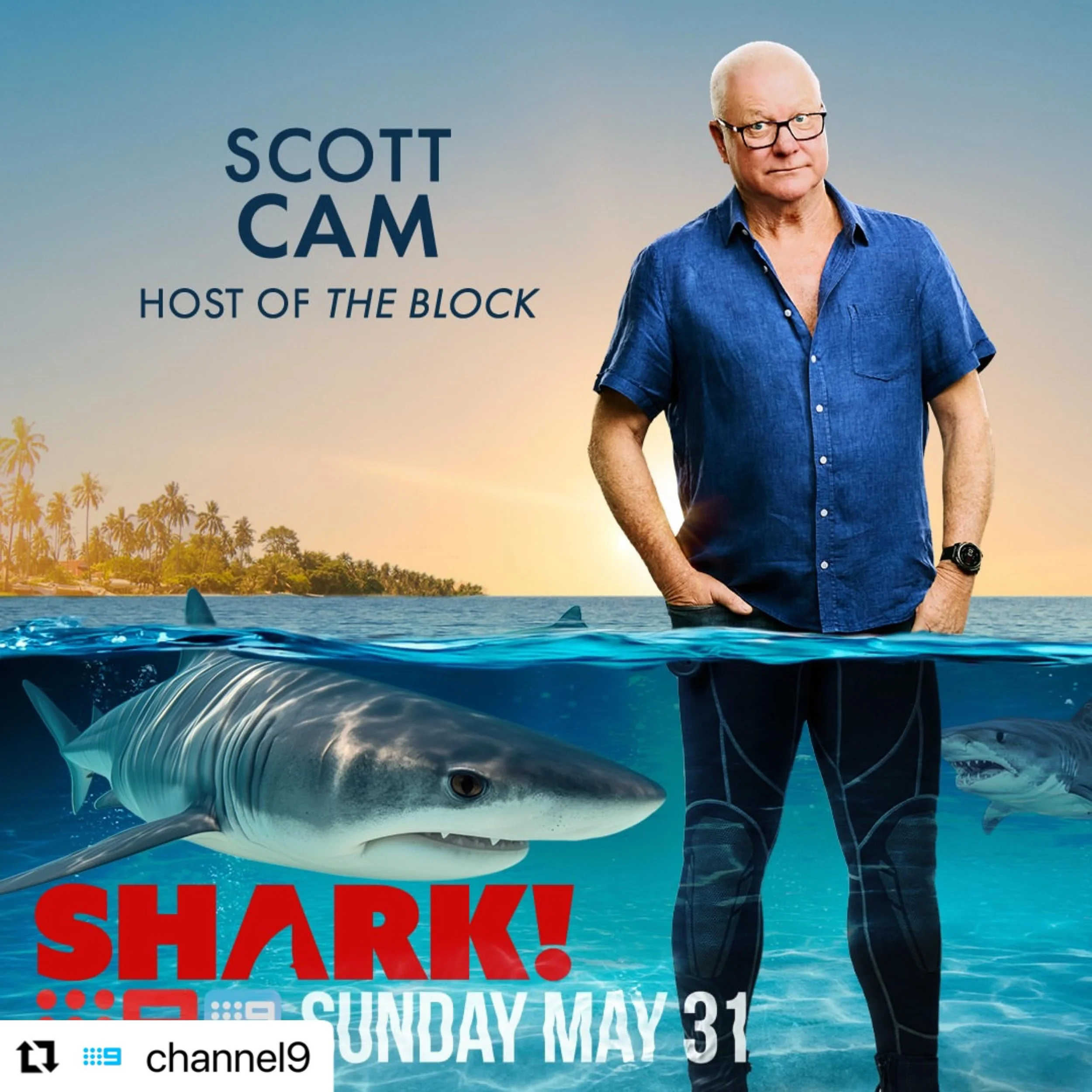 @scottycamofficial x @channel9 🦈
・・・
@scottycamofficial&rsquo;s swapping the tool belt for a weight belt and The Block for the Bahamas! 🤿

SHARK! | Starts Sunday May 31 on Channel 9 and 9Now #SharkAU