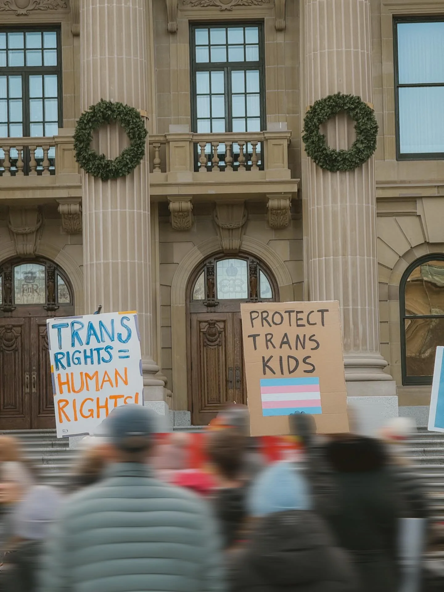 As the UCP government targets trans kids, Albertans today gathered to affirm what&rsquo;s always been true:⁣
trans rights are human rights.⁣
⁣
We will keep each other safe. 
👊🏼🏳️&zwj;⚧️⁣
⁣
⁣
&mdash;⁣
#transrights #translivesmatter #protecttranskid