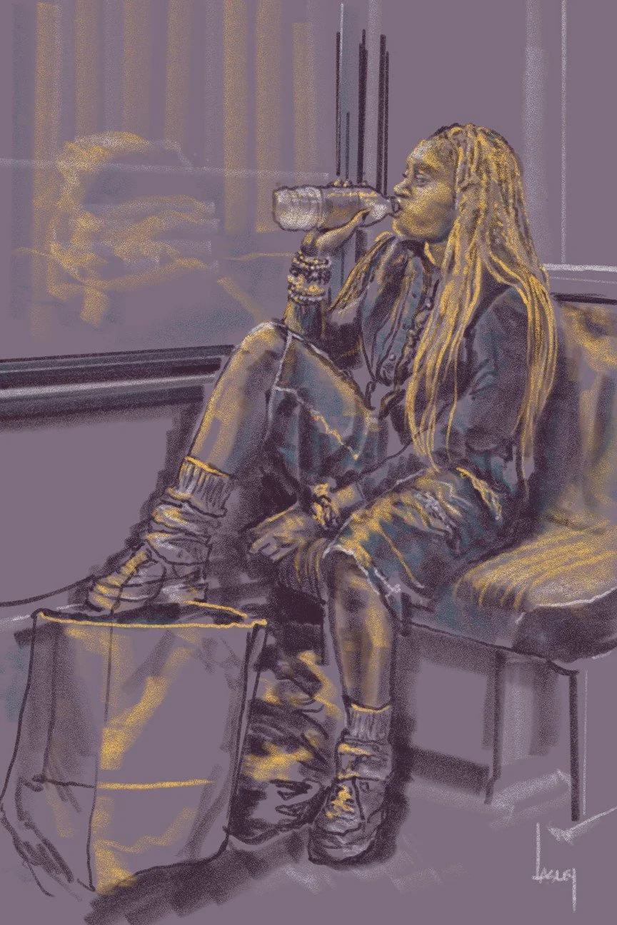 "Train Riders 11" Digital Pen by Blake Lasley