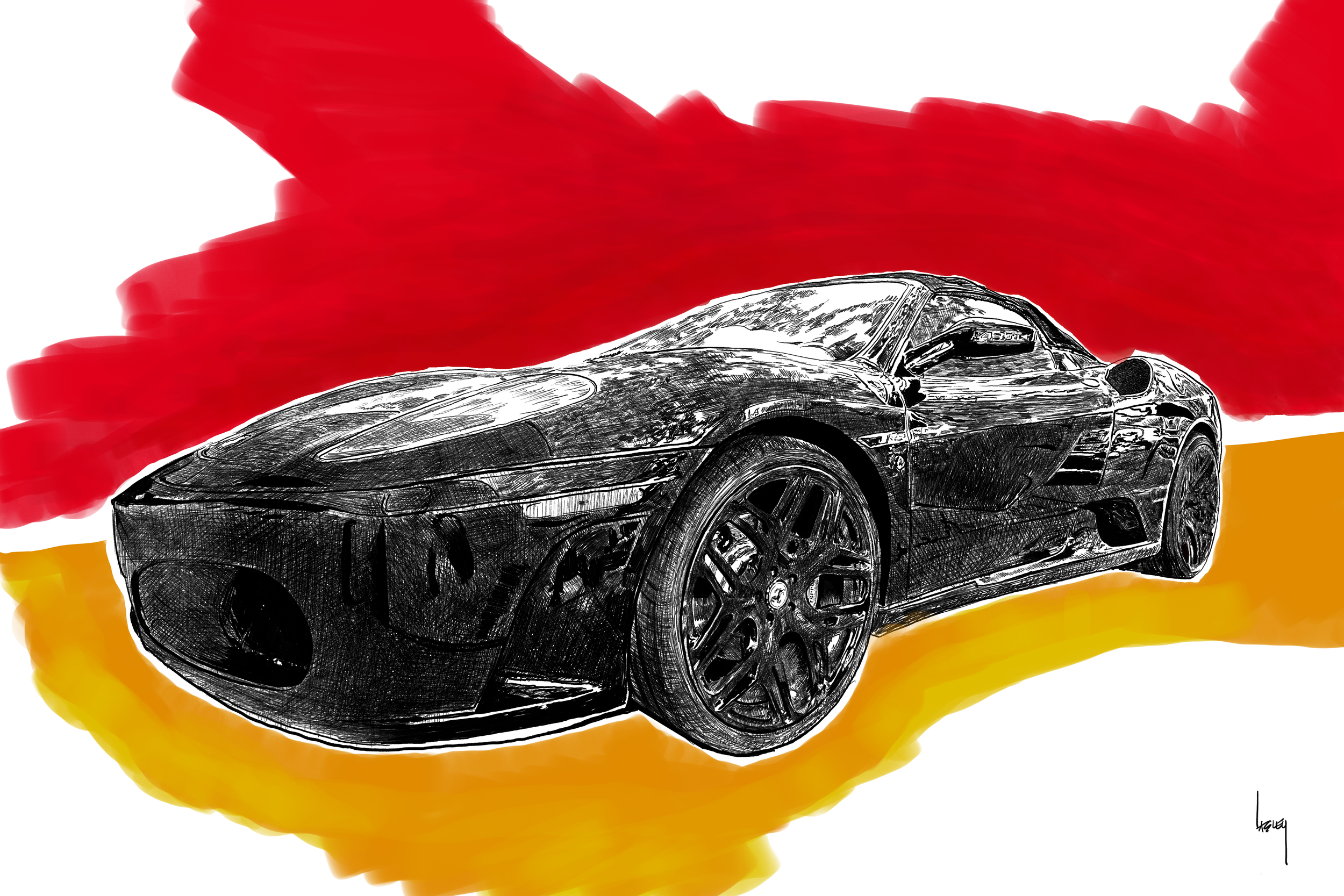 "Ferrari Justinian" 
Digital Pen 
by Blake Lasley