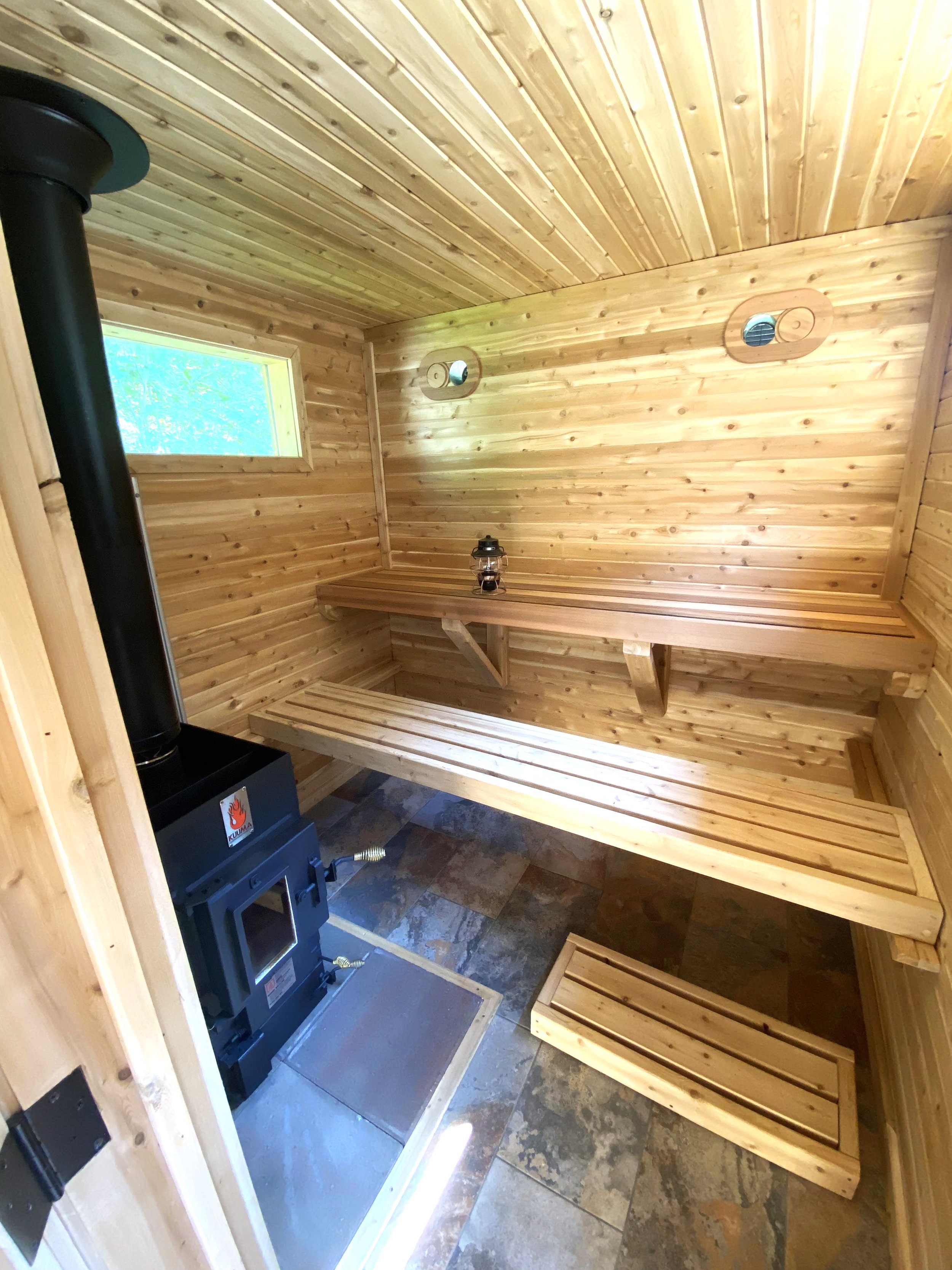 Larger Model Hot Room: Red Cedar Upper Bench