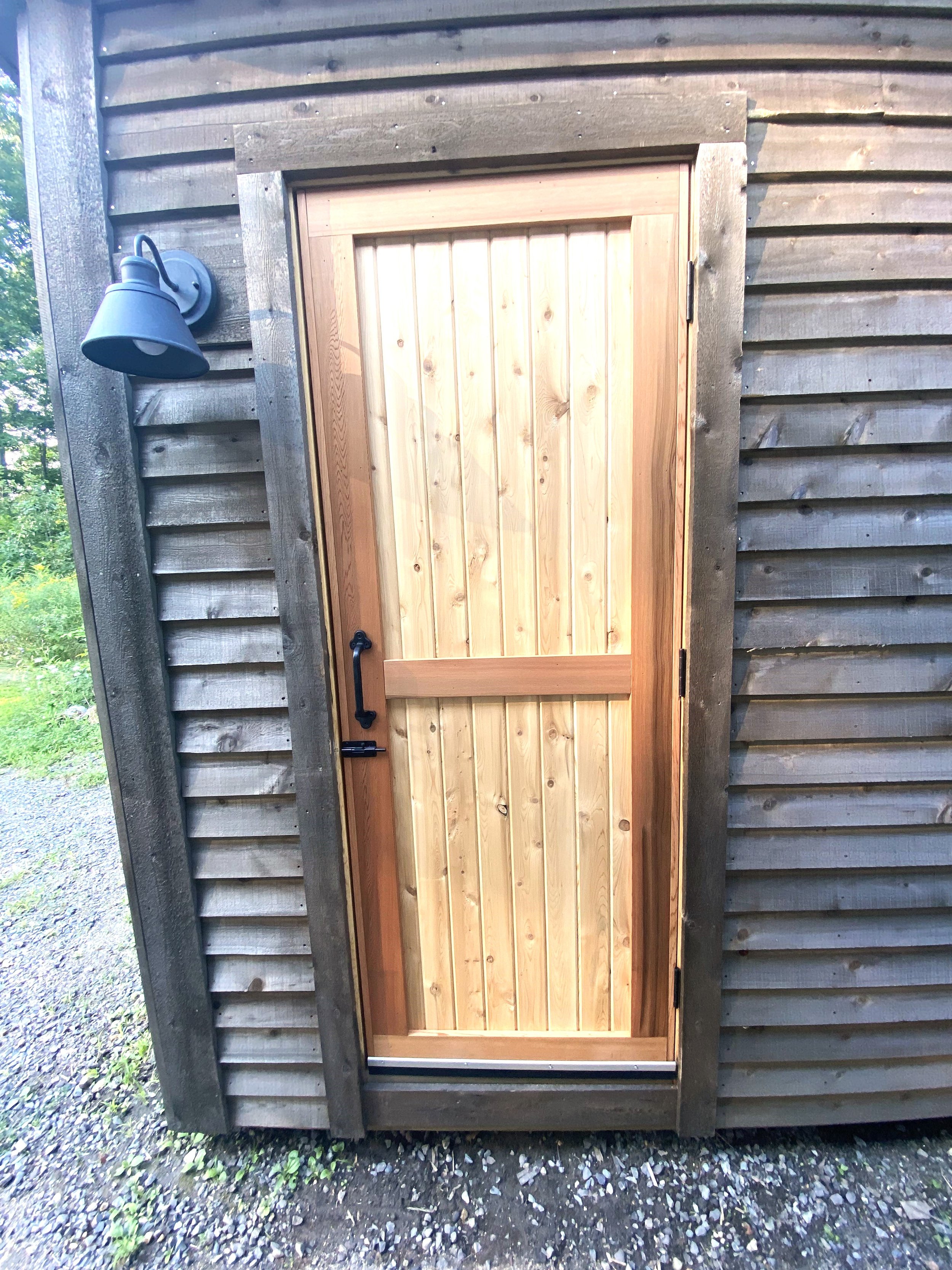 Exterior Door: White Cedar with Red Cedar Accents