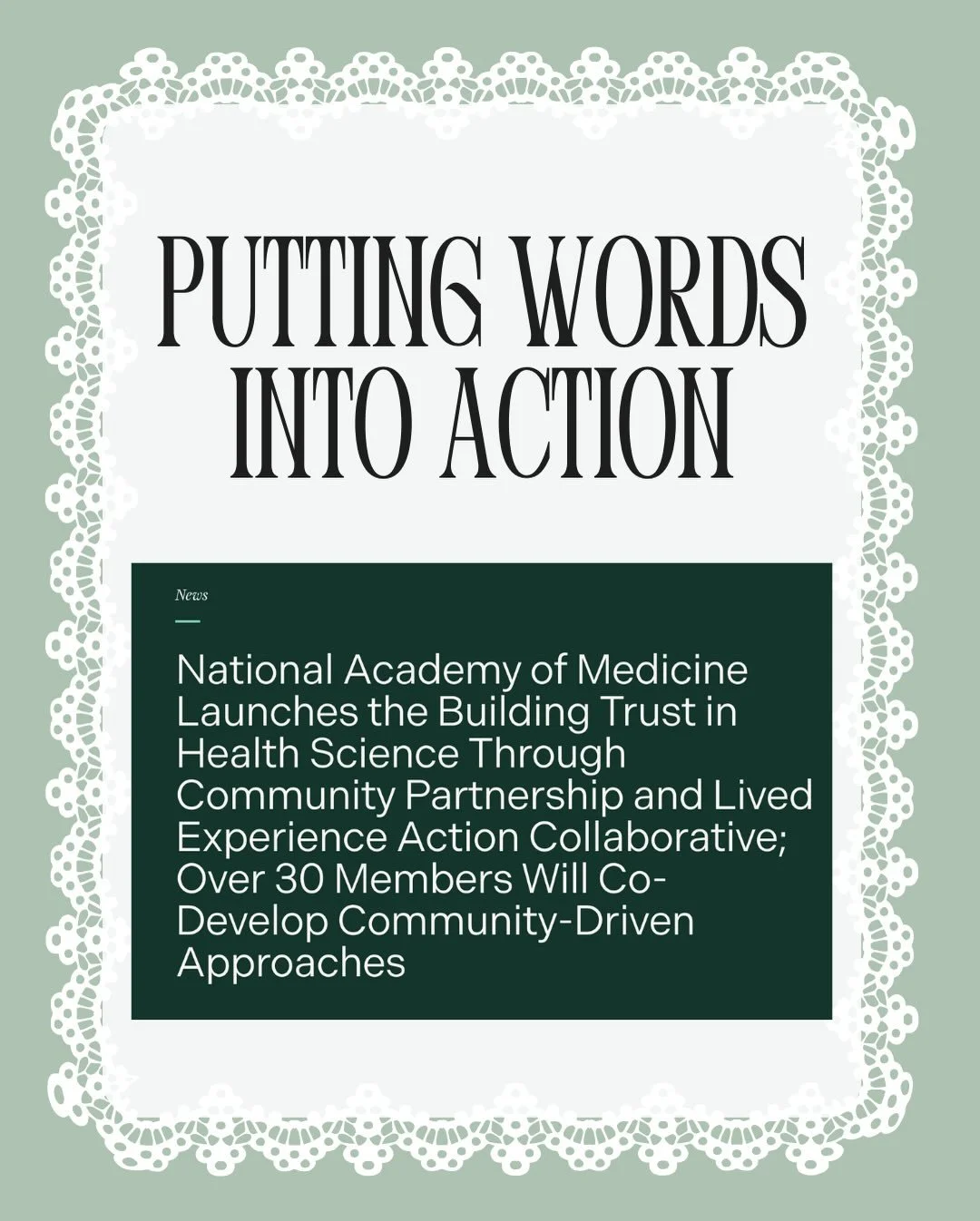 I&rsquo;m incredibly honored to be one of the 32 inaugural members of the @thenamedicine Building Trust in Health Science Through Community Partnership and Lived Experience Action Collaborative(you can read more at the link in bio).

The collaborativ
