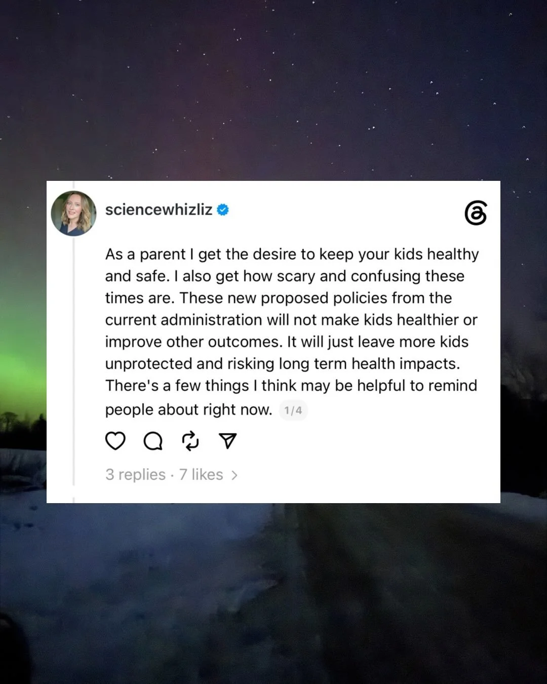 As a parent I get the desire to keep your kids healthy and safe. I also get how scary and confusing these times are. These new proposed policies from the current administration will not make kids healthier or improve other outcomes. It will just leav