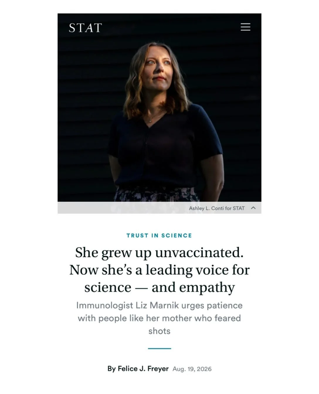 I&rsquo;m really honored that a profile was published about my journey yesterday in StatNews. I&rsquo;ve talked about some of these things before in different settings but the author - Felice - did a great job and interviewed many people from differe