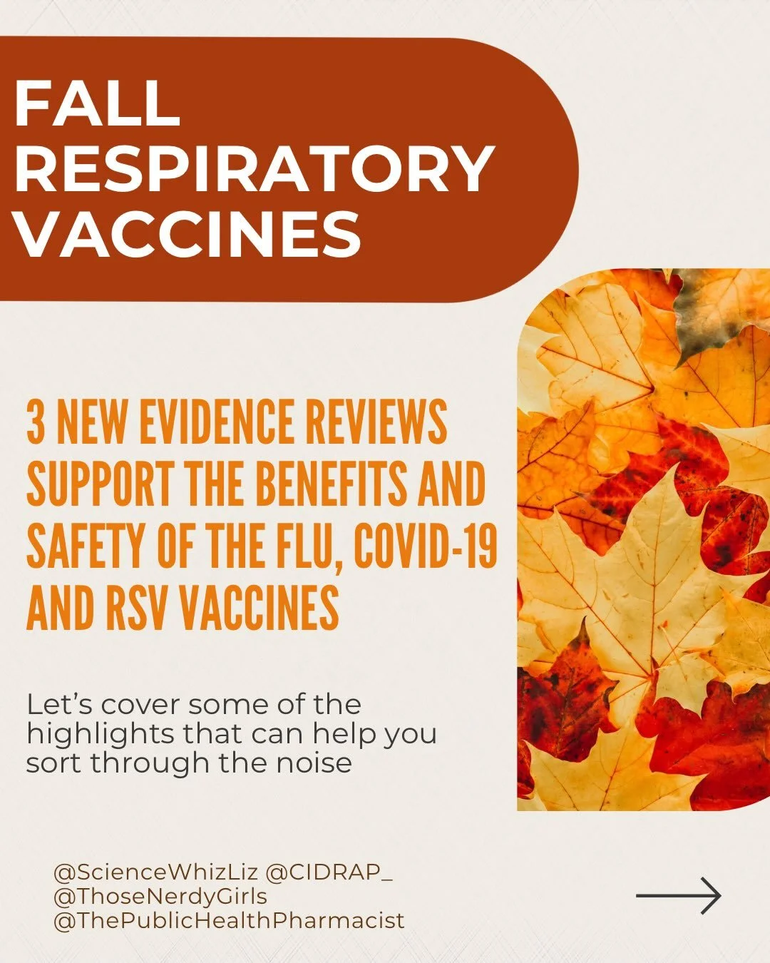 Researchers with the Vaccine Integrity Project at @CIDRAP_ published three new evidence reviews in jamanetwork looking at the effectiveness and safety of flu, COVID-19 and RSV vaccines. 

The goal of these vaccines is to reduce the risk of complicati