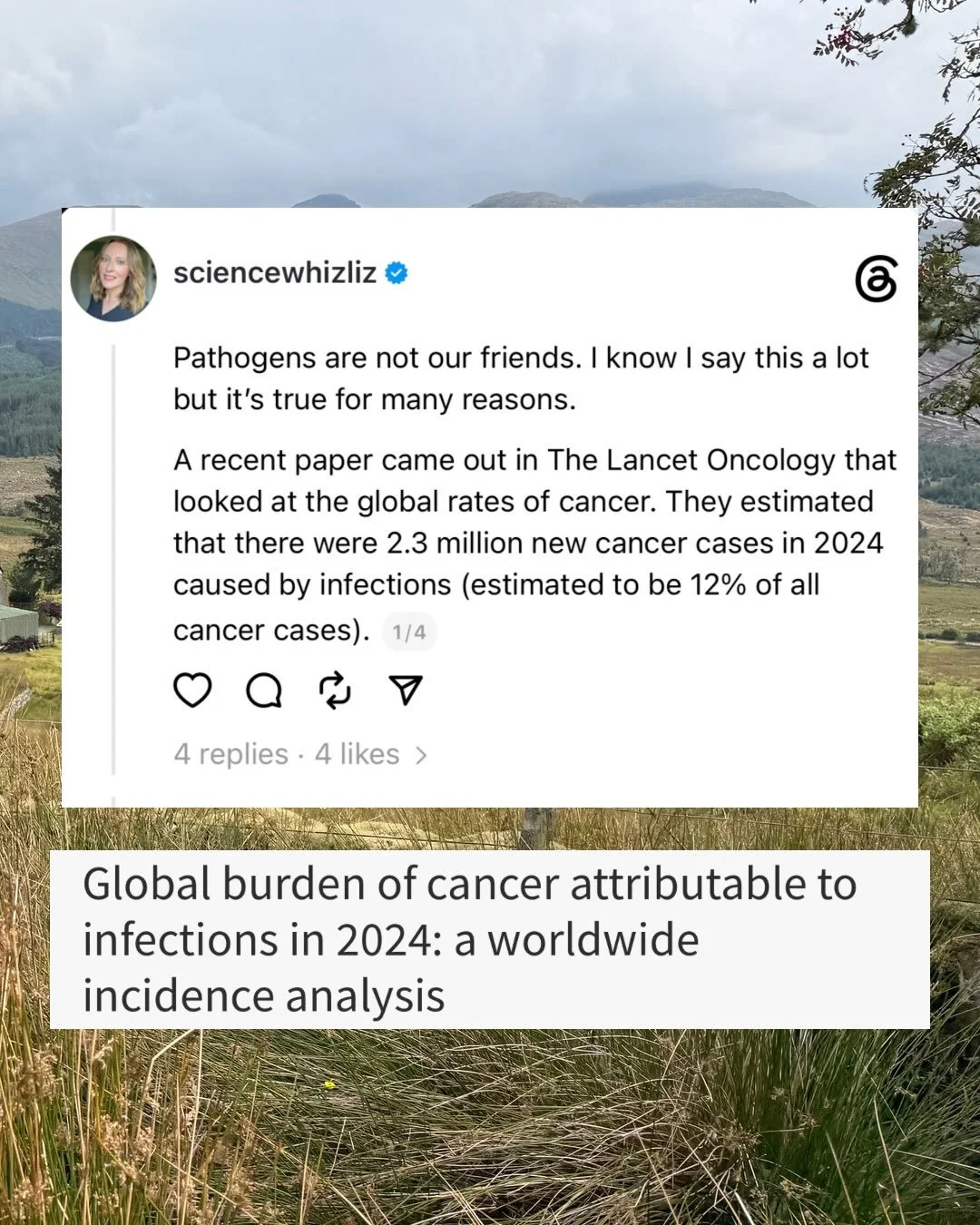 Pathogens are not our friends. I know I say this a lot but it&rsquo;s true for many reasons. 

A recent paper came out in The Lancet Oncology that looked at the global rates of cancer. They estimated that there were 2.3 million new cancer cases in 20