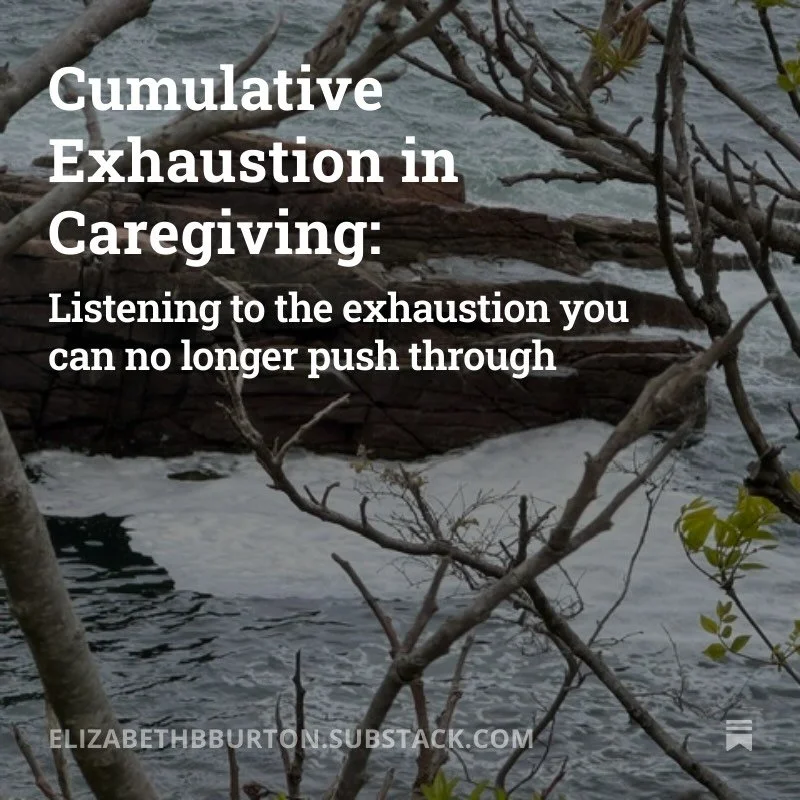 For anyone who can relate to the dynamic of cumulative exhaustion. Especially in the continual care for others. Let me know if this resonates with you, and consider sharing with someone this might encourage!💫

https://elizabethbburton.substack.com/p