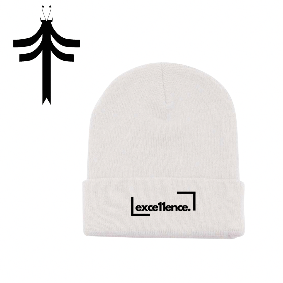 exce11ence.™ Cuffed Beanie - White