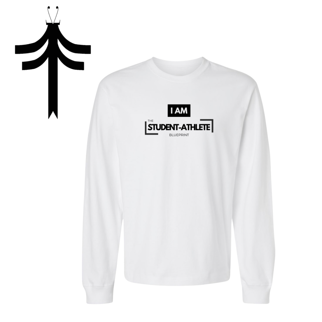 I AM The Student-Athlete Blueprint™ Long Sleeve Tee - White