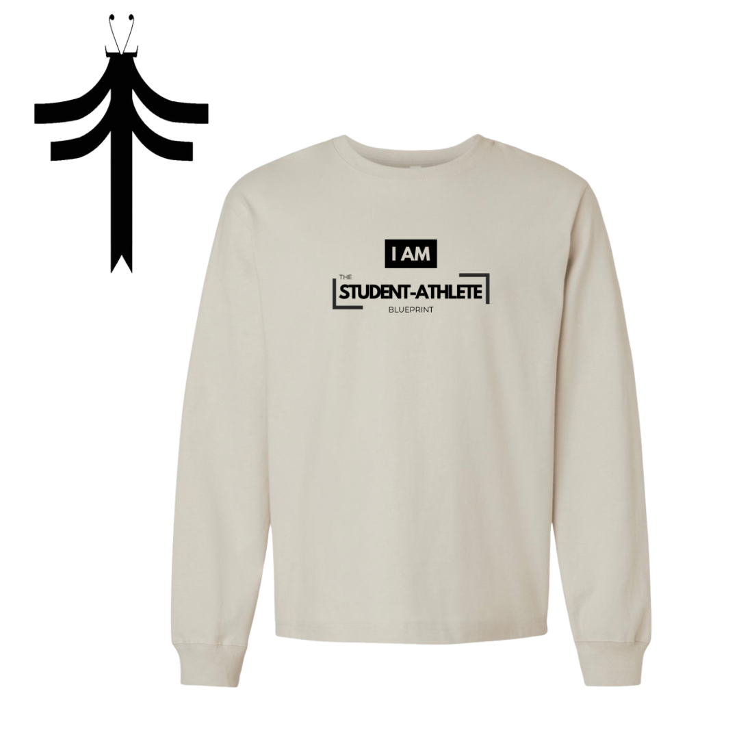I AM The Student-Athlete Blueprint™ Long Sleeve Tee - Beige
