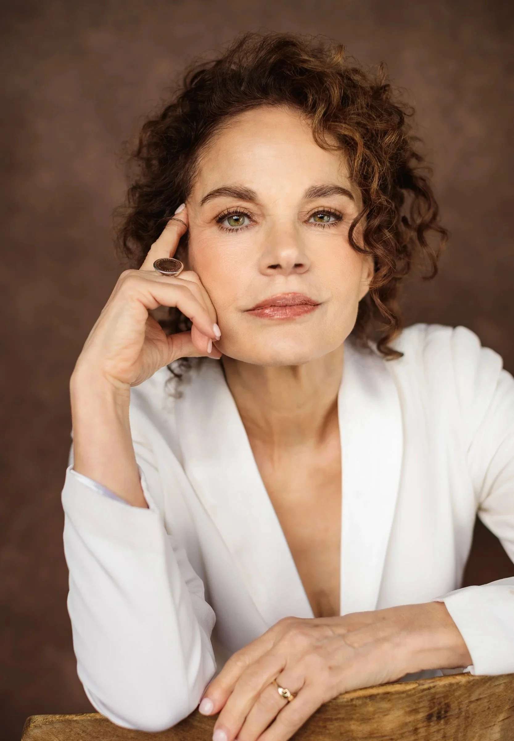 Natural-light portrait of Sigrid Thornton photographed by Rebecca Hitch in Melbourne