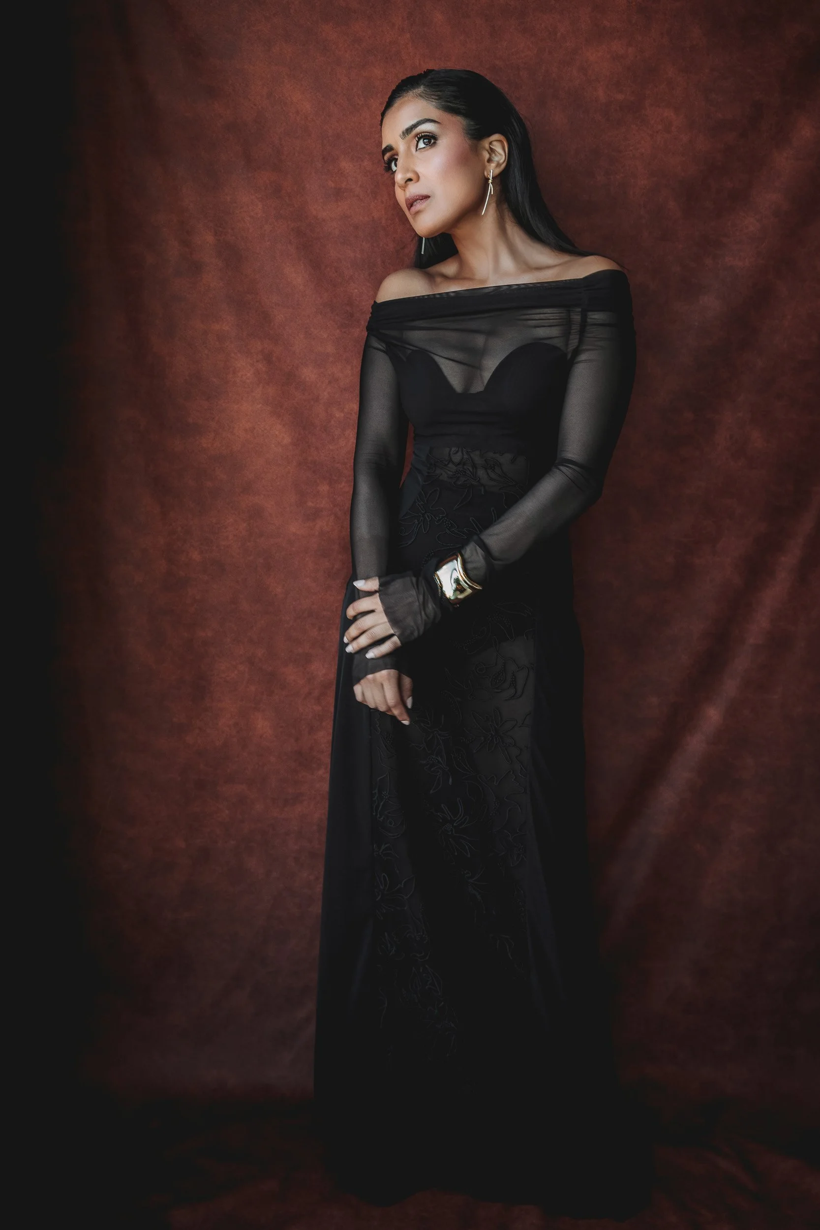 Studio portrait of actress Pallavi Sharda photographed by Rebecca Hitch