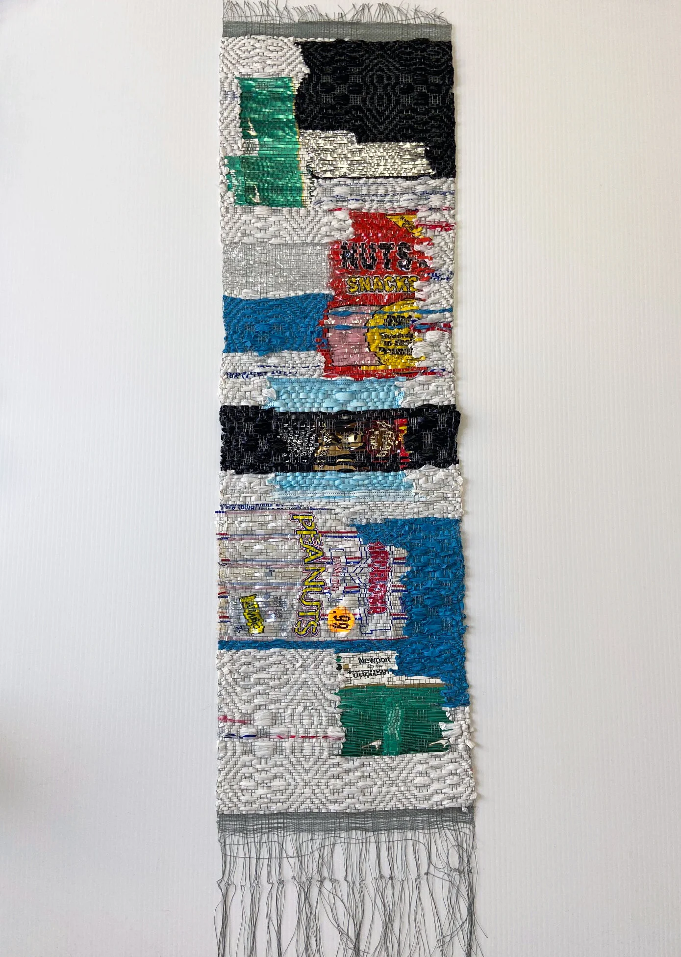 Marcus Garvey Park, 2021, plastic bags, Newport containers, latex gloves, nuts bags, cigar packaging, metallic filament.