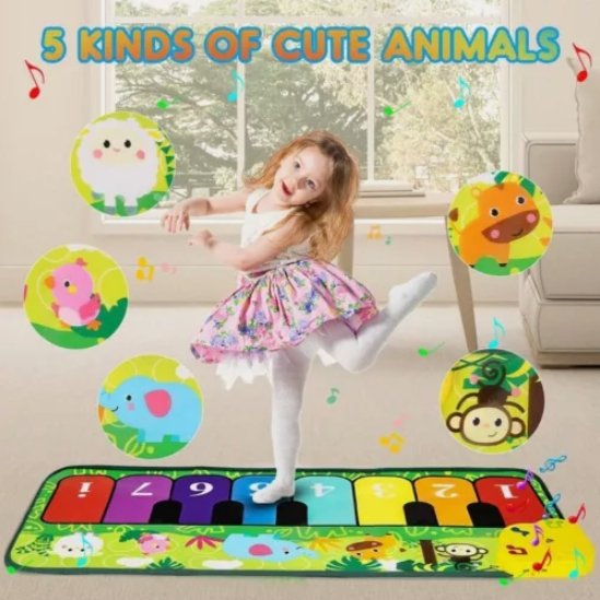 Toys for 1-4 Year Old Boys Girls Baby Kids Toddler Gifts Piano Dance Mat Musical Green