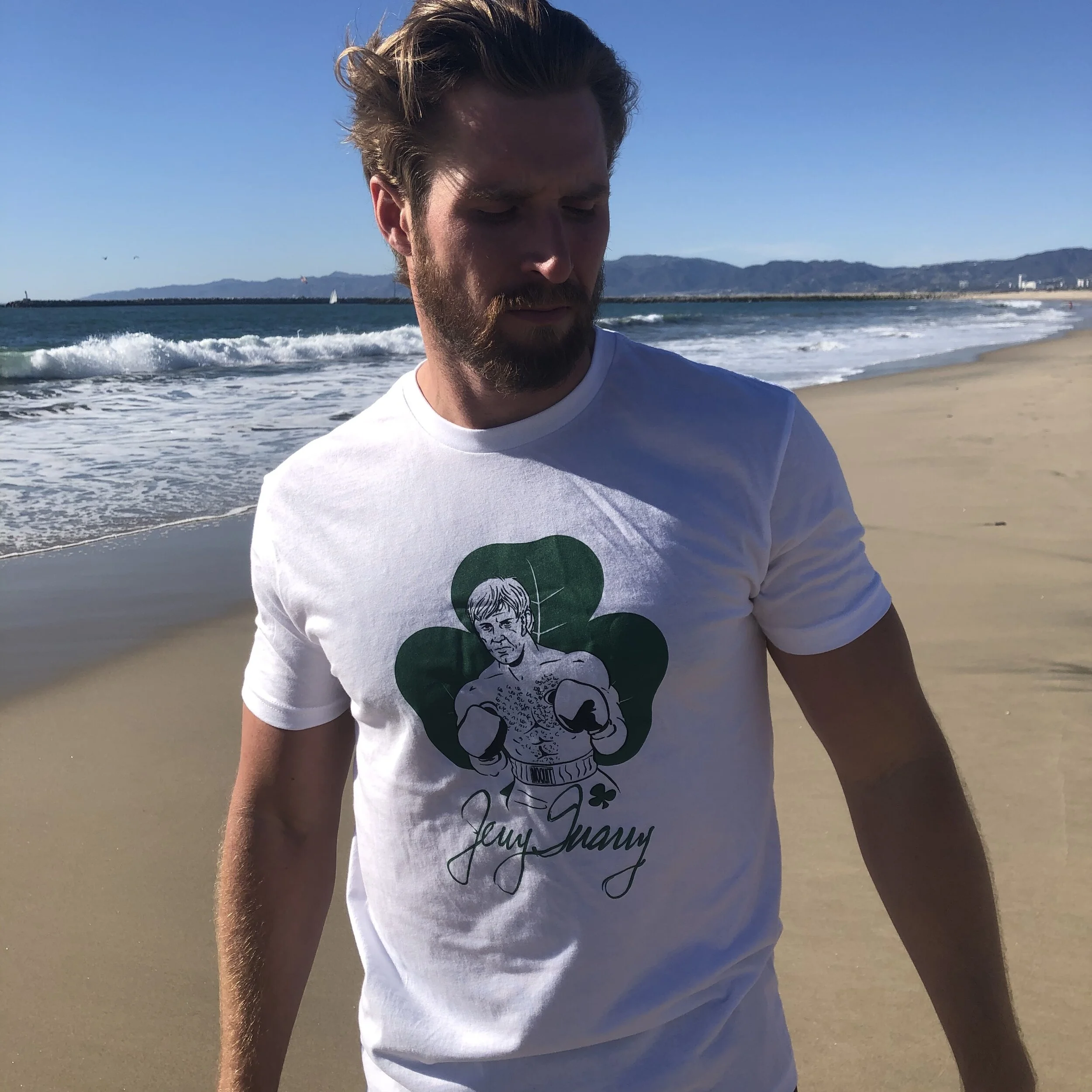 Jerry Quarry "No Quit" T-Shirt White and Green