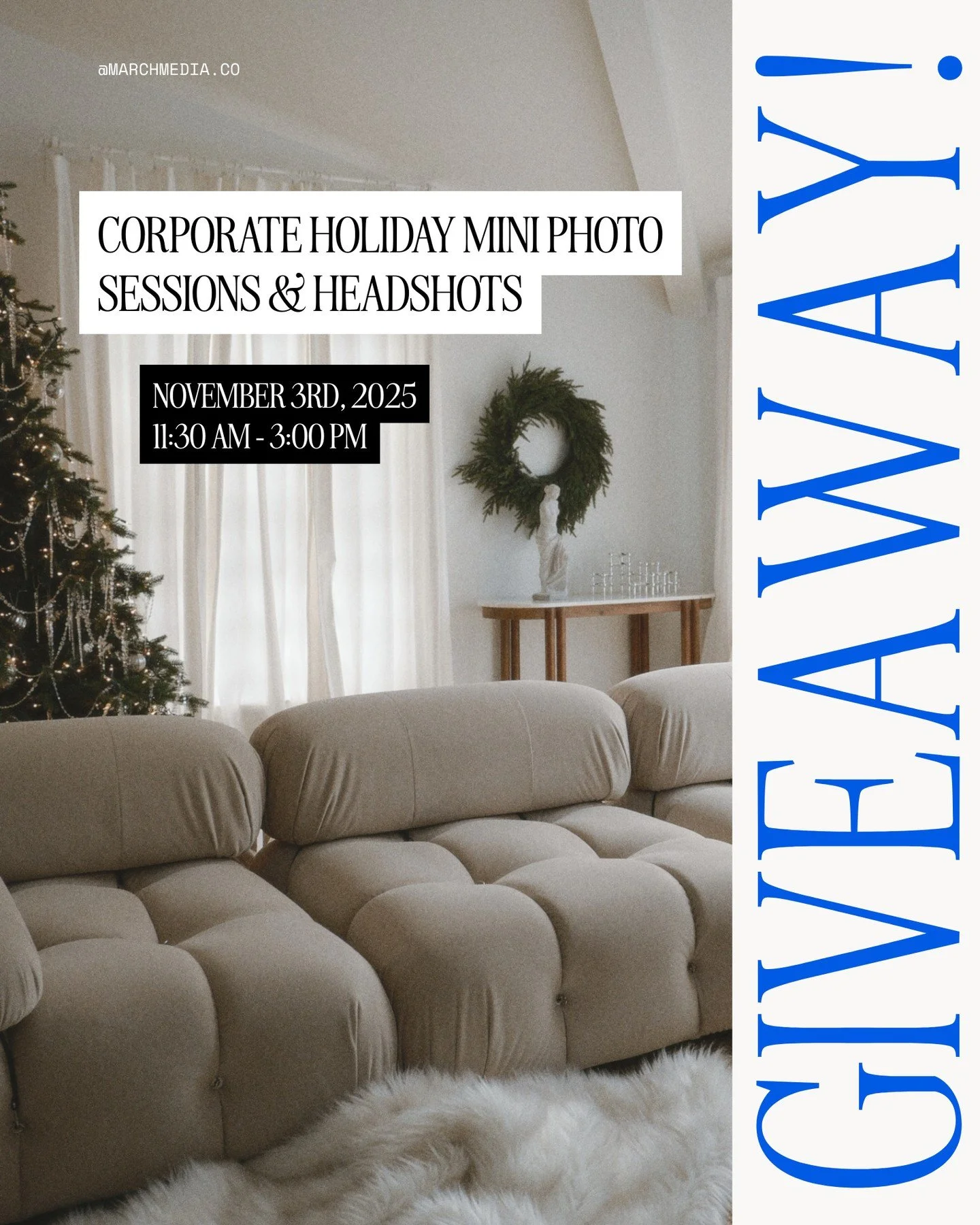 ✨ Holiday Photo Session Giveaway! ✨ We&rsquo;re giving away one Corporate Holiday Mini Session to say thank you to our amazing community. Perfect for updating your headshots or capturing festive content for your business!⁠
⁠
The Details:⁠
⁠
✨ Date: N