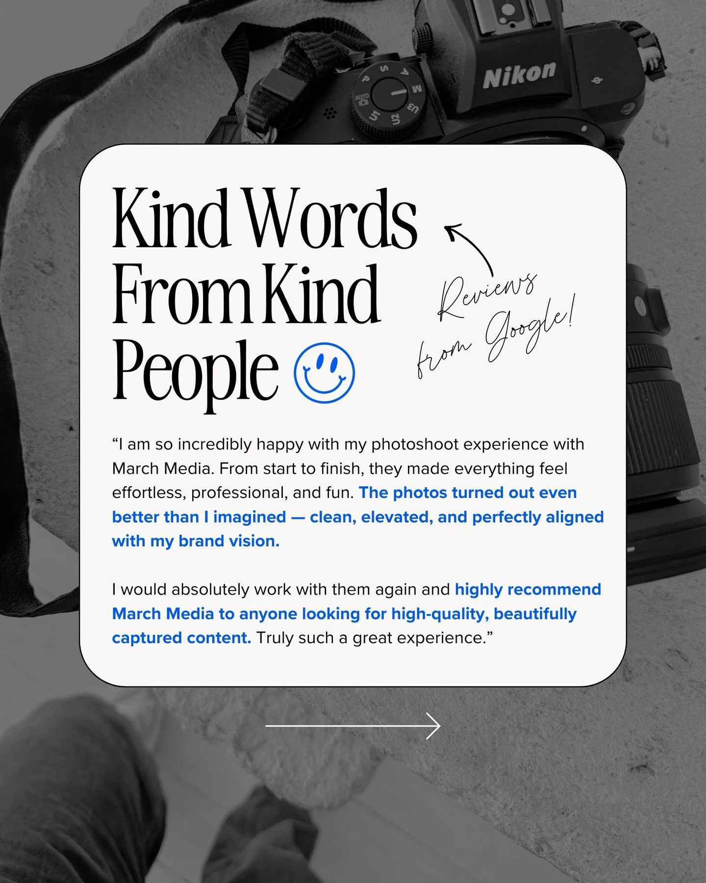 Kind words from Google! ✨️⁠
⁠
Running a creative business means pouring your heart into every project. So when clients take the time to share kind words like these, it truly means the world to us. 🤍⁠
⁠
At March Media, our goal has always been simple