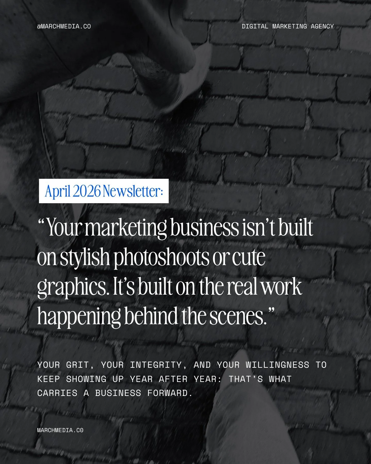 Our April newsletter is out! ✨⁠
⁠
Inside this month&rsquo;s issue:⁠
⁠
🤍 Why your story is part of your strategy⁠
🤍 What I&rsquo;d tell my younger self about starting an agency⁠
🤍 Lessons from 13 years in digital marketing⁠
🤍 Why the real work beh