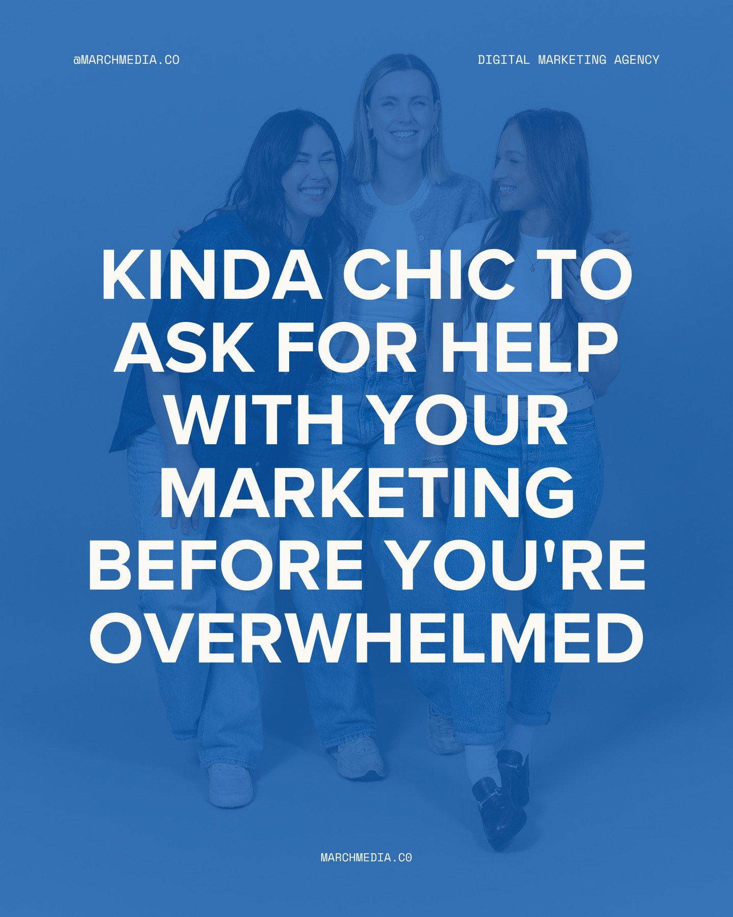 Kinda chic to ask for help and ✨️ delegate ✨️⁠
⁠
Reach out when you're ready to get your time back.⁠
⁠
#MarchMedia #MarketingStrategy #WomenInBusiness #CreativeAgency #BrandBuilding #SmallBusinessStrategy⁠
⁠
⁠CONNECT WITH OUR TEAM⁠
▫️ hello@marchmedi