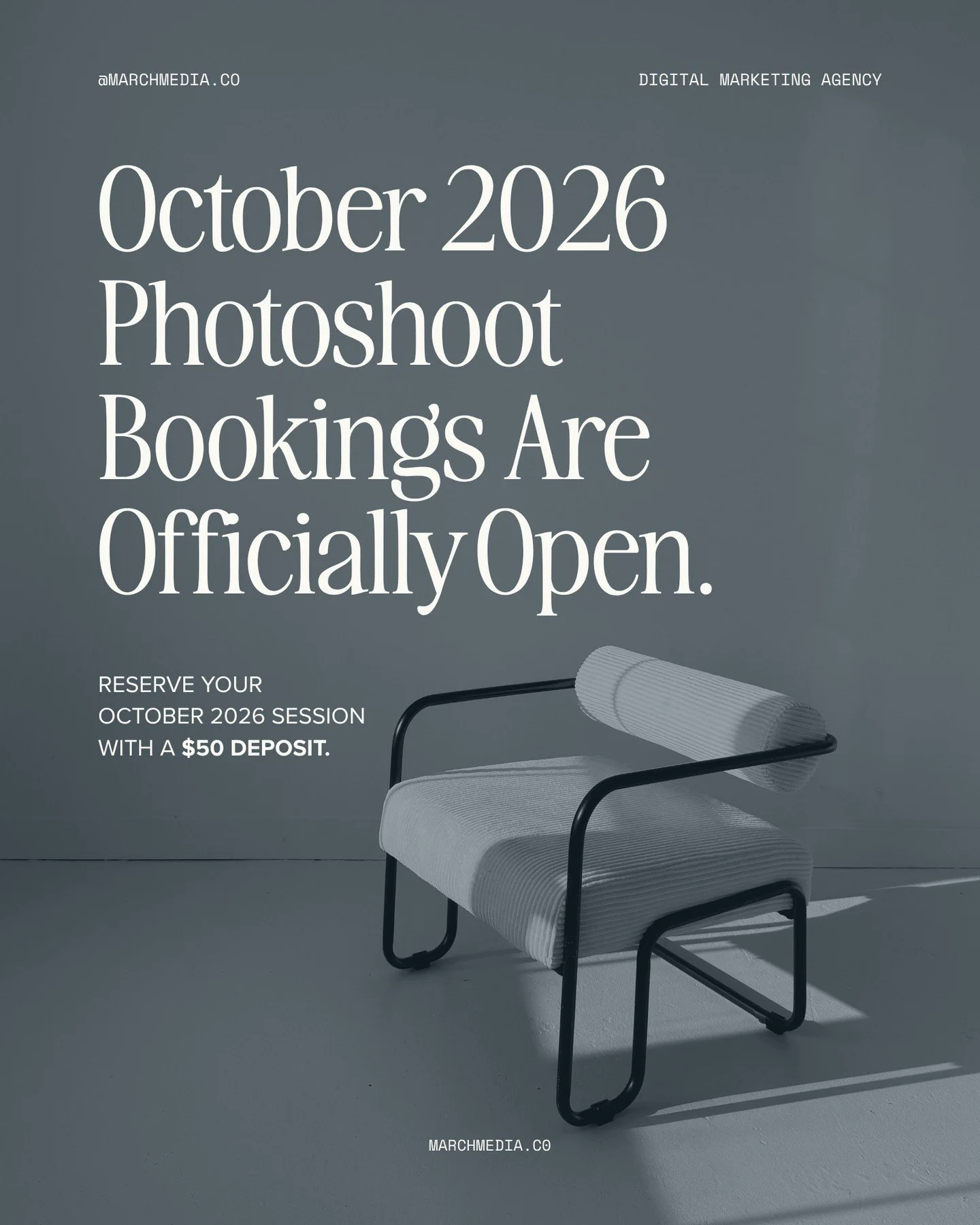 October bookings are officially open. 🍂⁠
⁠
If you've been meaning to update your brand photos, website imagery, or content library, now's the time to get your name on the calendar.⁠
⁠
A $50 deposit reserves your spot, and future you will be very hap