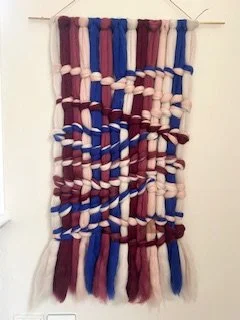 Woolwalls med bordeaux, rosa, kobolt blålige uldfarver