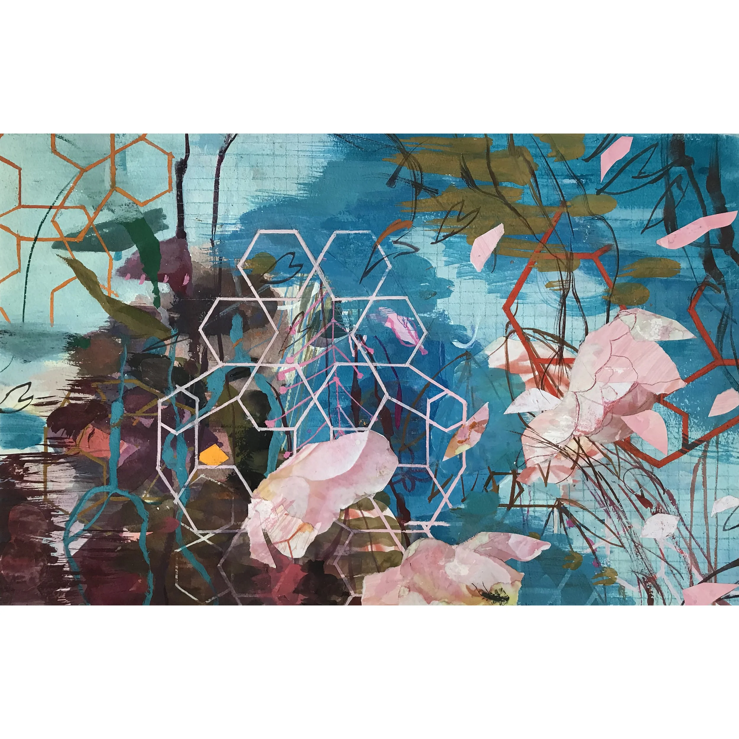 Beyond the Breeze / 2023 / gouache/collage & mixed media on paper / 38 x 56cm