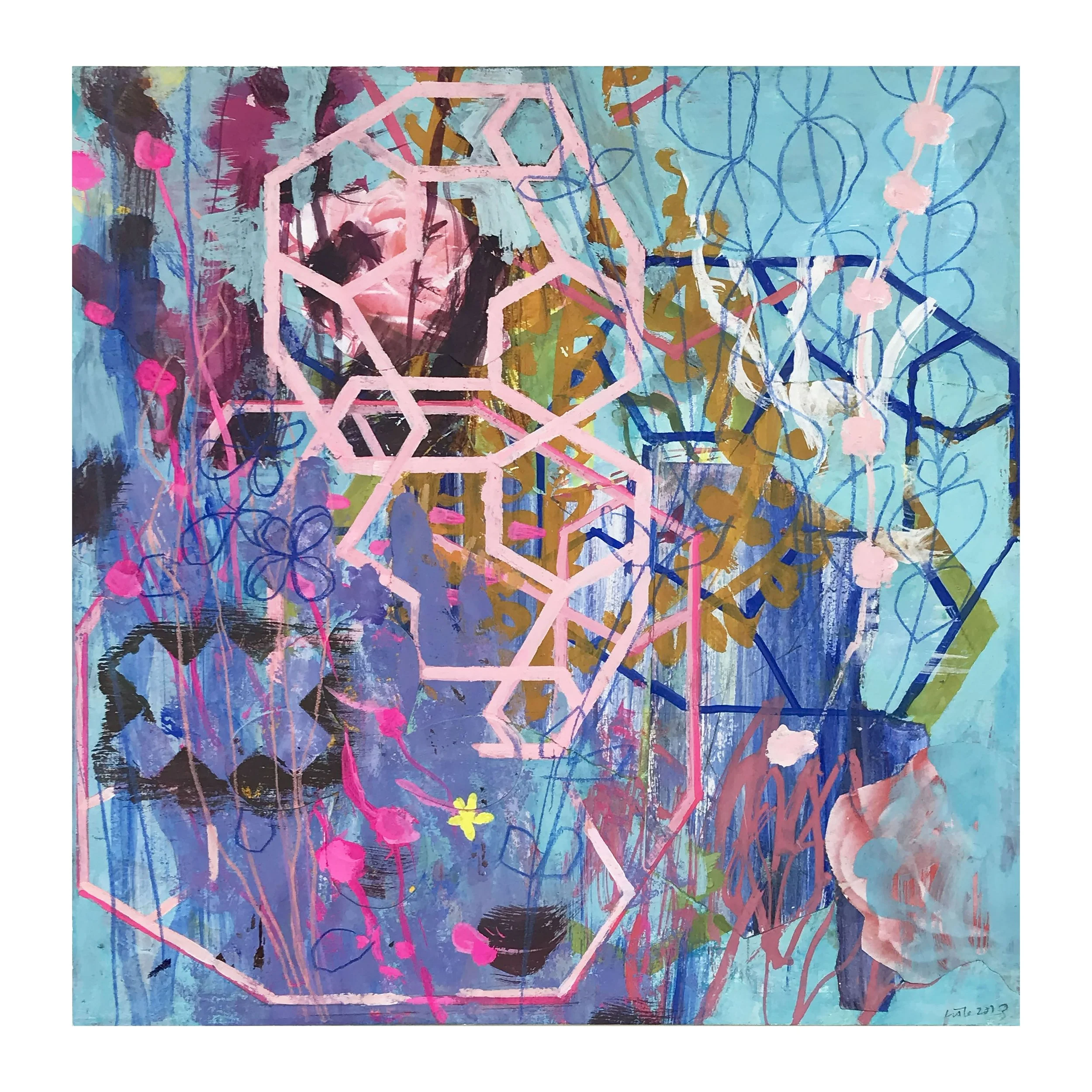 Uncharted |  2023 | gouache & mixed media on paper | 35.5 x 34.5 cm