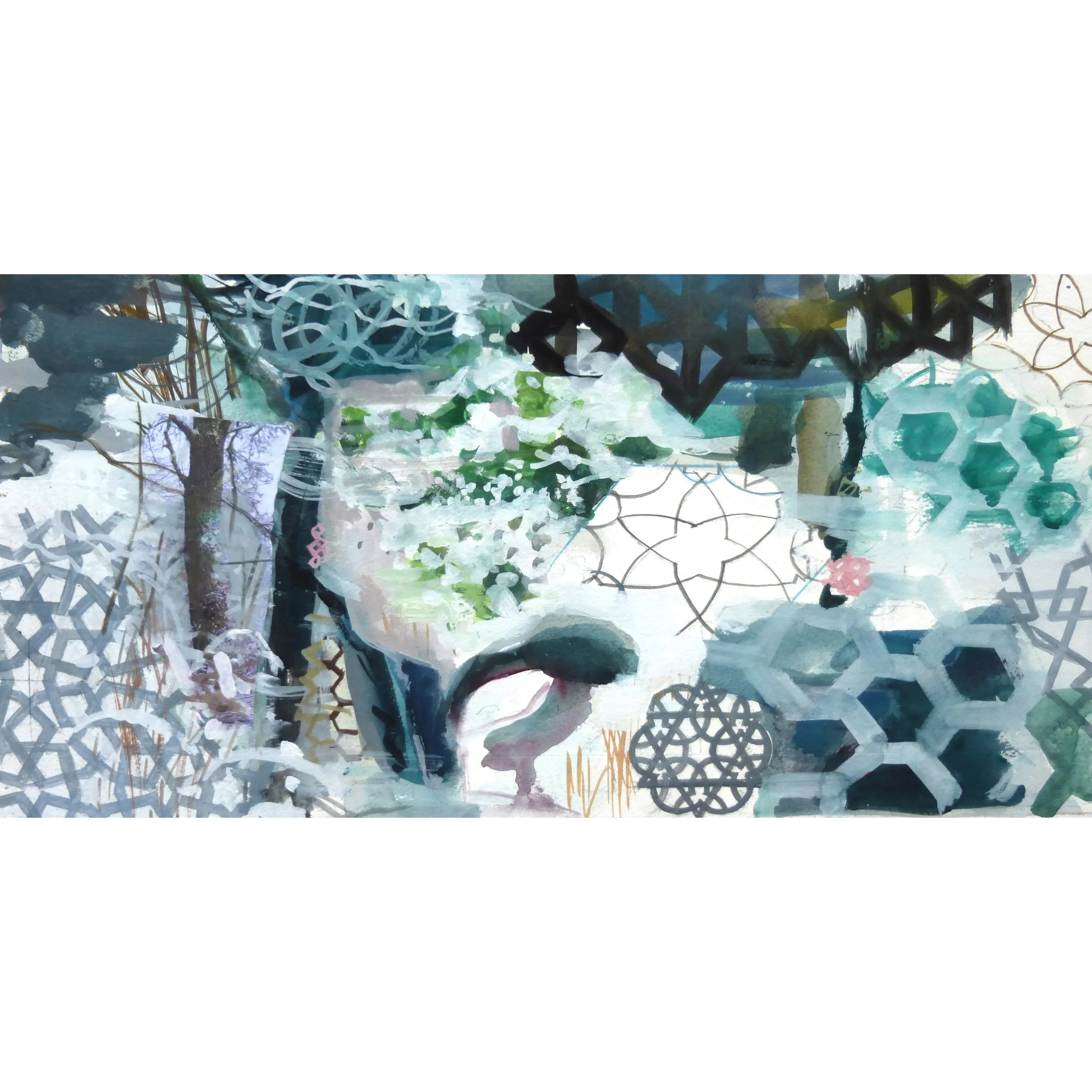Inglescombe in Winter | 2016 |  gouache & collage | 15 x 30cm
