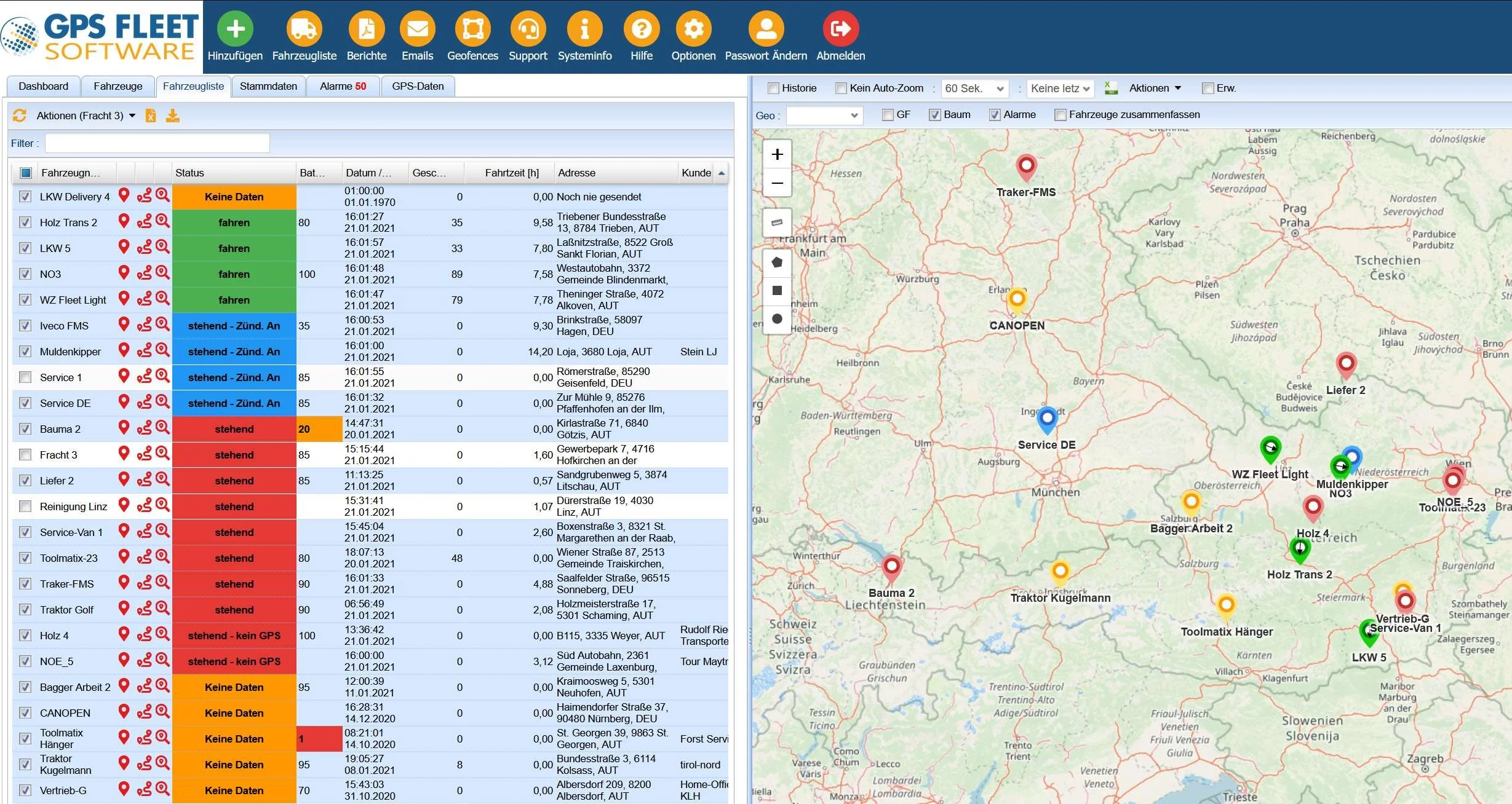 GPS real time location on maps and asset lists — GPS Fleet Software GPS