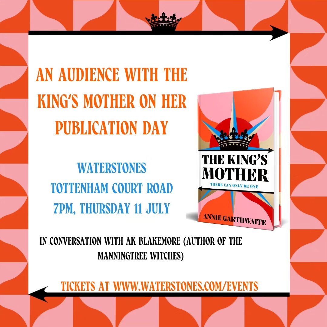 I'm so excited to announce a London launch event for #TheKingsMother in this glorious venue. Come at 7pm, the bar will be open, and I'll be in conversation with the super-talented AK Bkakemore. We'll talk about royal ladies, mothers and sons, love an