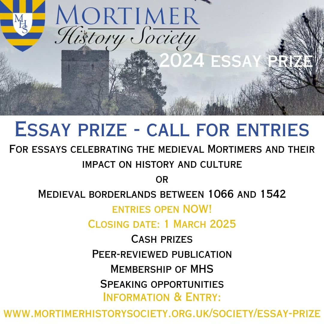 History enthusiasts take note! The 2024 Mortimer History Society Essay Prize is now open for entries! Check out the details and get scribbling! 
@mortimerhistorysociety
@richardiiisociety 
@mattlewishistory 
@medieval
@themedievalmagazine 
@medievali